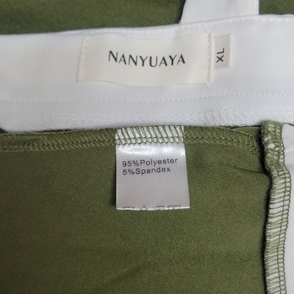 NANYUAYA Elegant Olive Green Maxi Dress with White Accents - NWOT - Picture 7 of 9